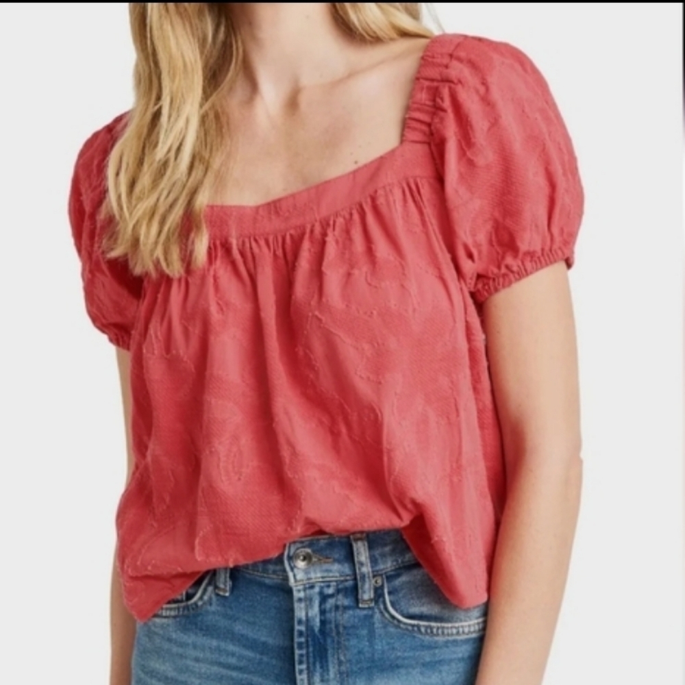 NWT Splendid Nikki Jacquard Blouse In Pink $138 XS